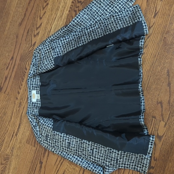 Vtg 90s Talbots Black/ White Blazer Silk Wool Blend Classic Structured Sz 12 - Picture 5 of 10